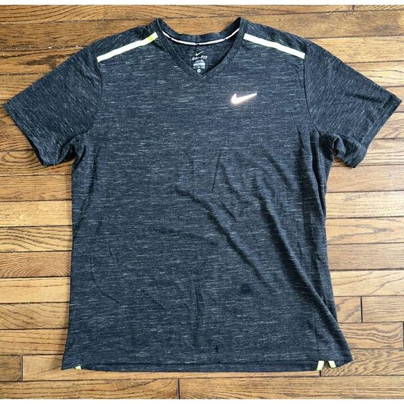 Nike Other - Nike Running Dri Fit Men’s XL Short Sleeve Black Neon Green Rear Zip Pocket